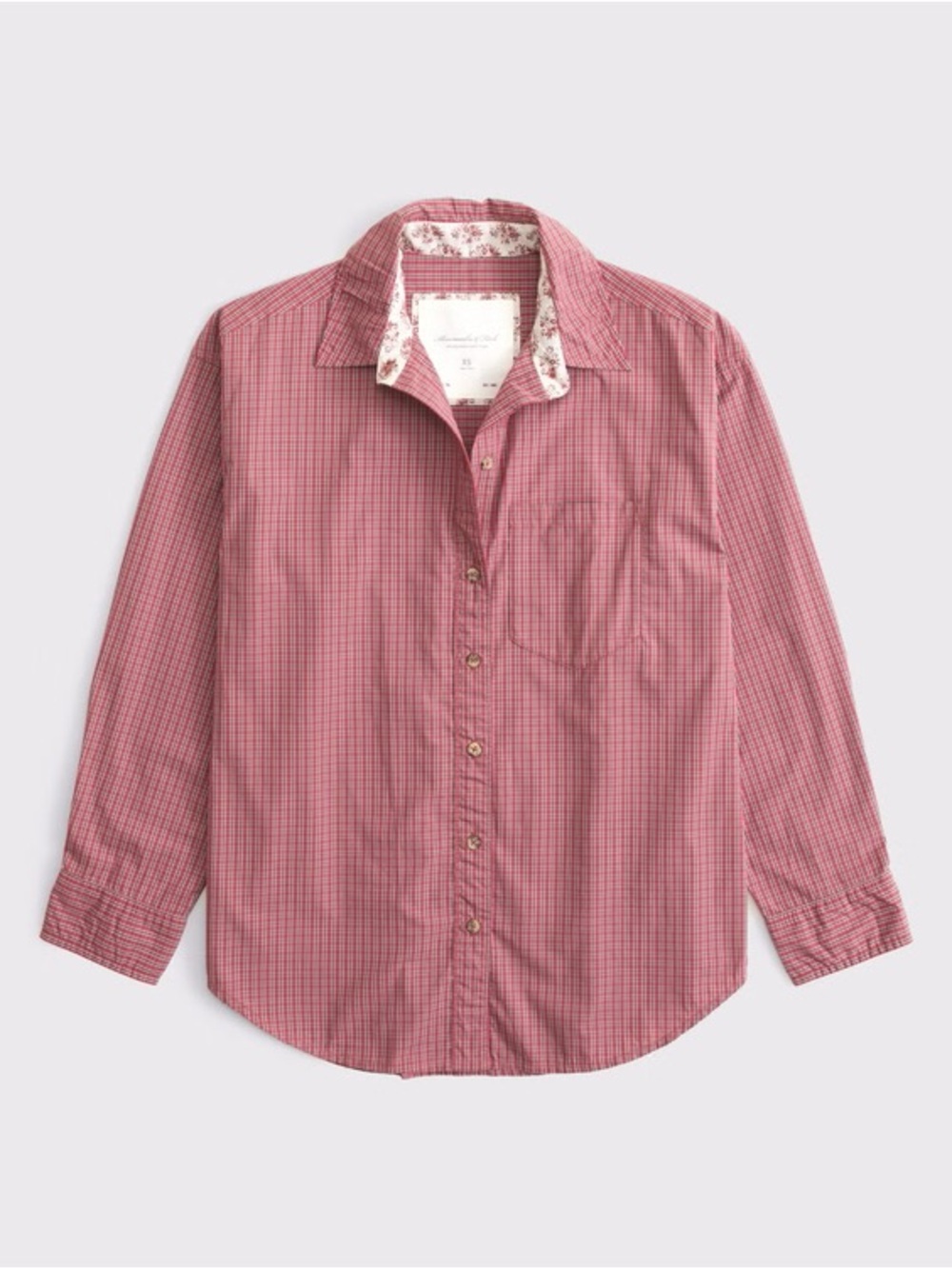 Abercrombie Red Check Button-Up Shirt - Floral Trim